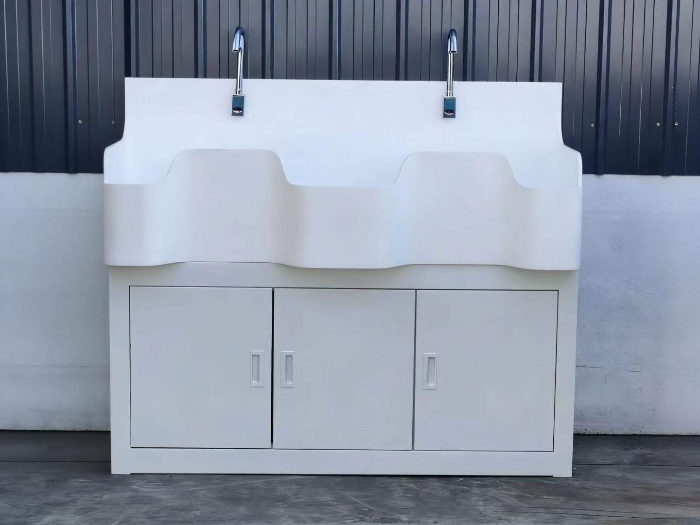 高分子二人三人位洗手池 医院用感应式实验室刷手池